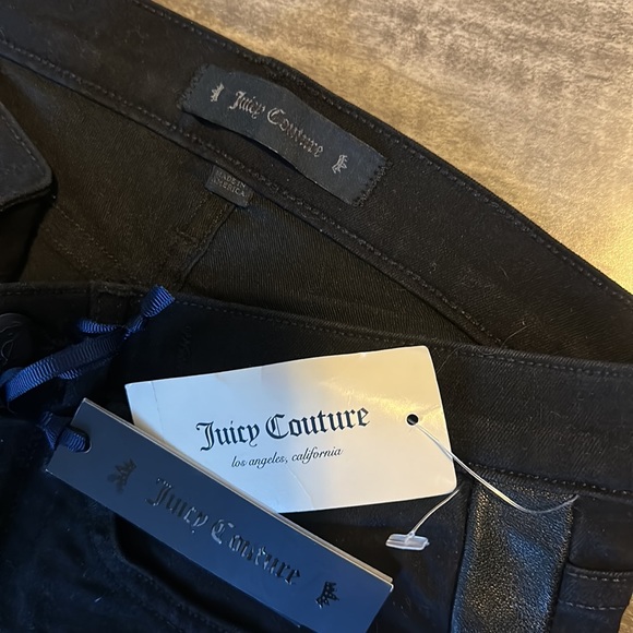 Juicy Couture- NEW with Tags- Black Denim Jeans with Faux Leather accents - Picture 4 of 5